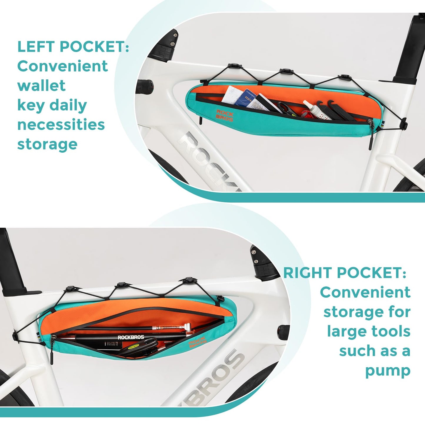 ROCKBROS Urban Rider Series Bike Frame Bag 1.5L Triangle Storage Pouch