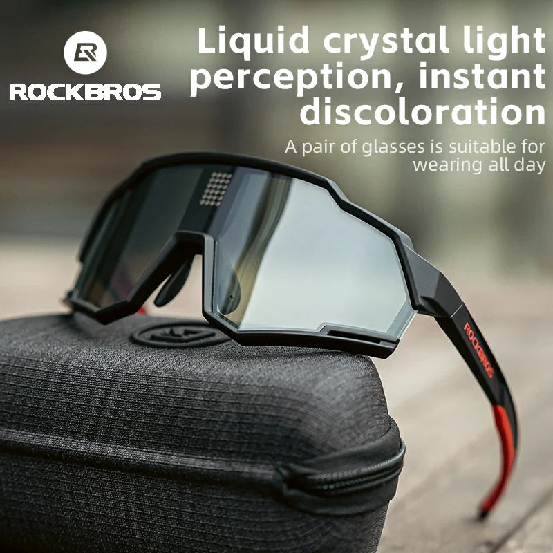 ROCKBROS UV400 Cycling Sunglasses Electronic Photochromic Color Changing