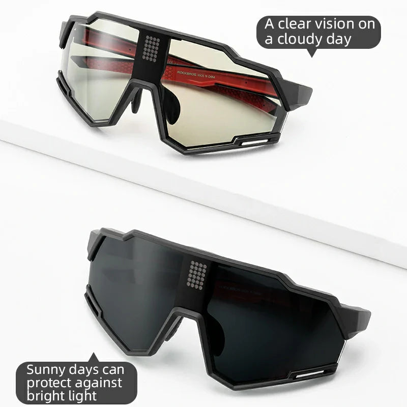 ROCKBROS UV400 Cycling Sunglasses Electronic Photochromic Color Changing