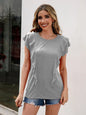 Ruffled Round Neck Cap Sleeve T-Shirt