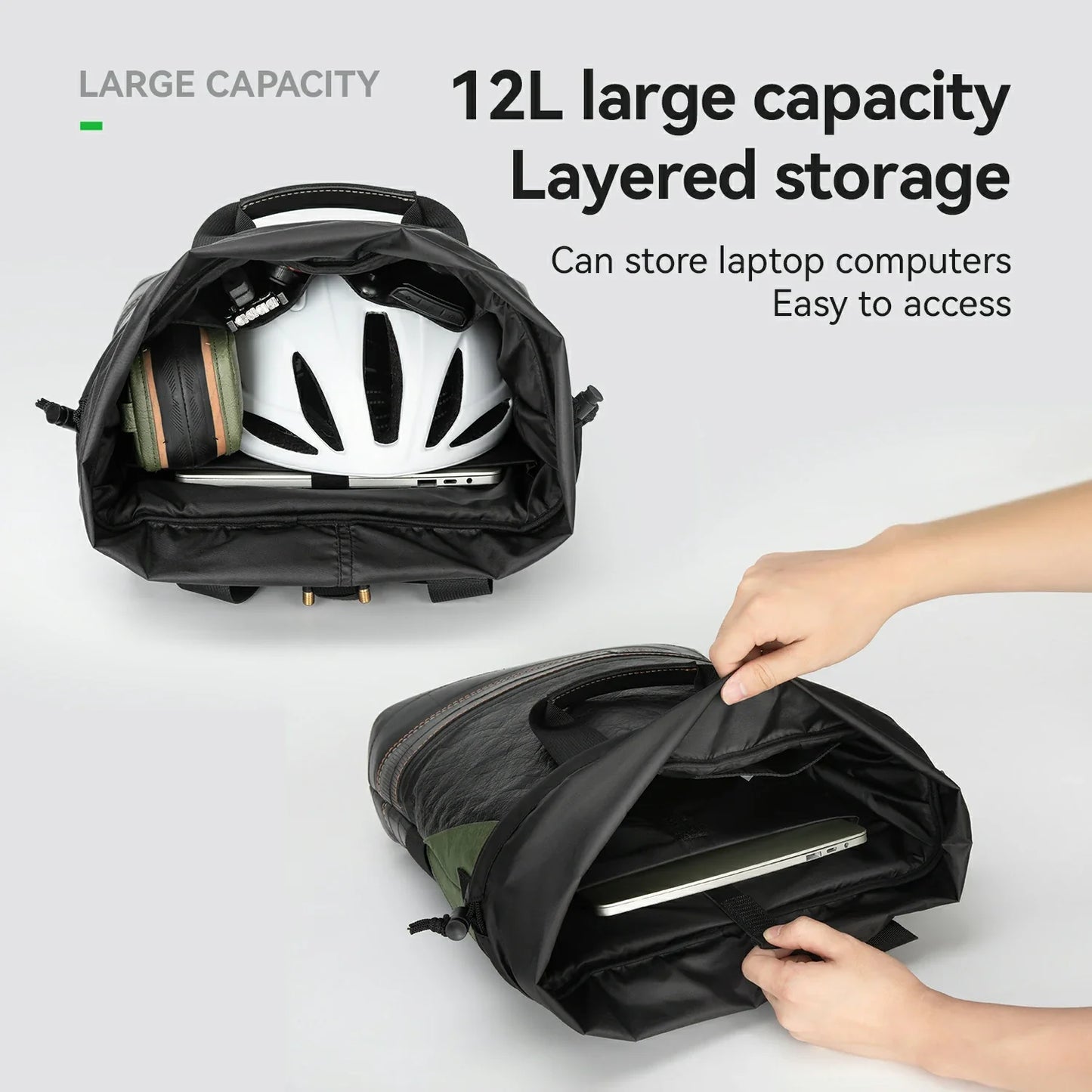 Sustainable Eco-Friendly Recycled Tire 12L Waterproof Bike Panniers ROAD TO SKY