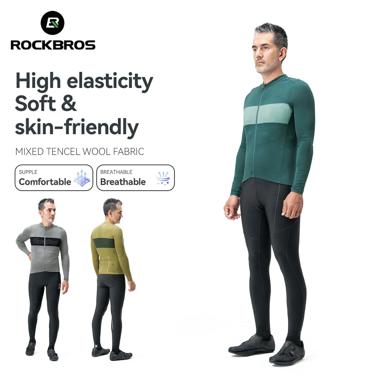 Men‘s Tencel Wool Cycling Jersey Breathable